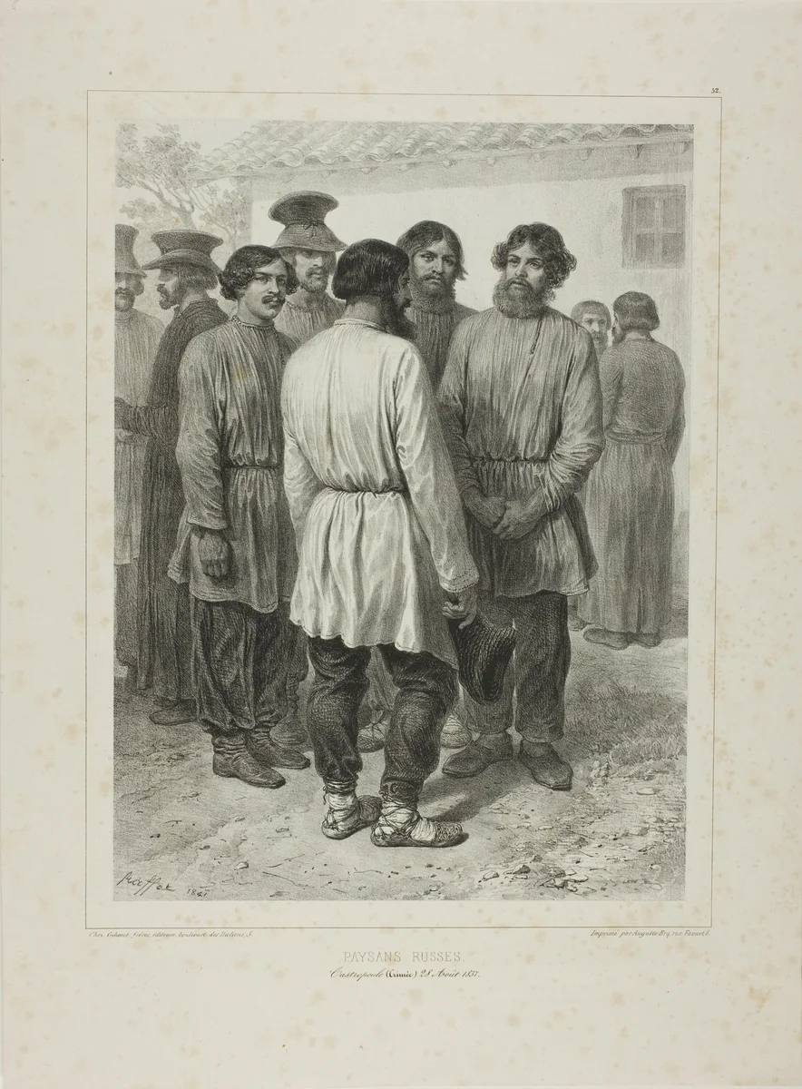 Russian Peasants by Denis Auguste Marie Raffet, print, 1841