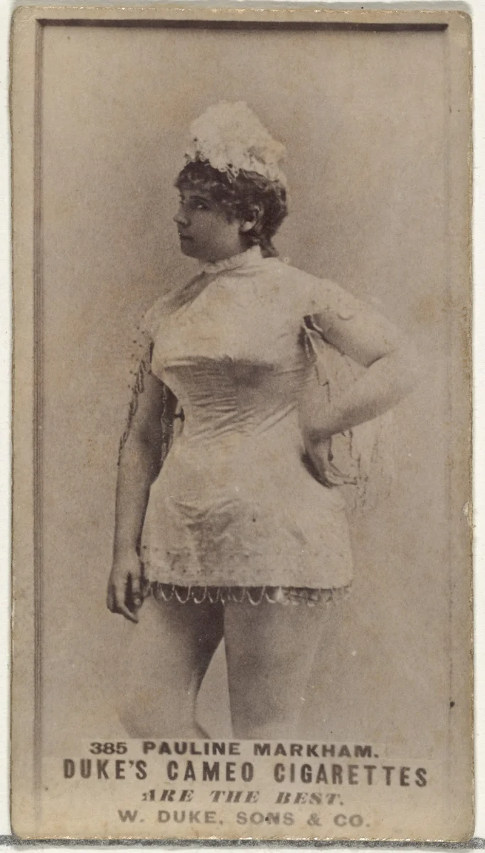 Card Number 385, Pauline Markham, from the Actors and Actresses series (N145-5) issued by Duke Sons & Co. to promote Cameo Cigarettes by W. Duke, Sons & Co., photograph, 1880-1889