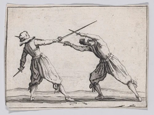 Copy of Le Duel a l'Épée et au Poignard (The Duel with the Sword and Dagger), from "Les Caprices" by anonymous, print, 1620-1700