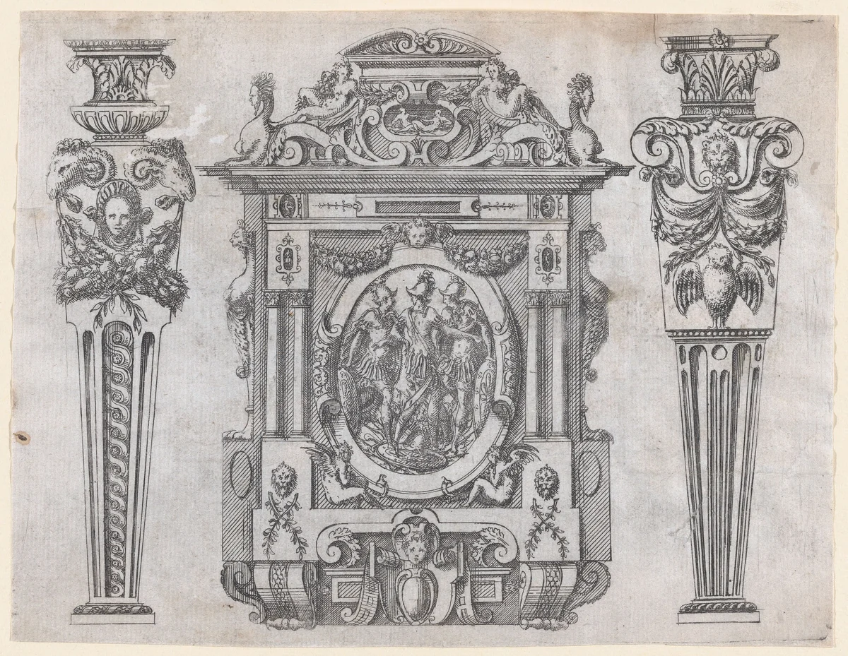 Furniture Design by Jacques Androuet du Cerceau, print, 1565-1570