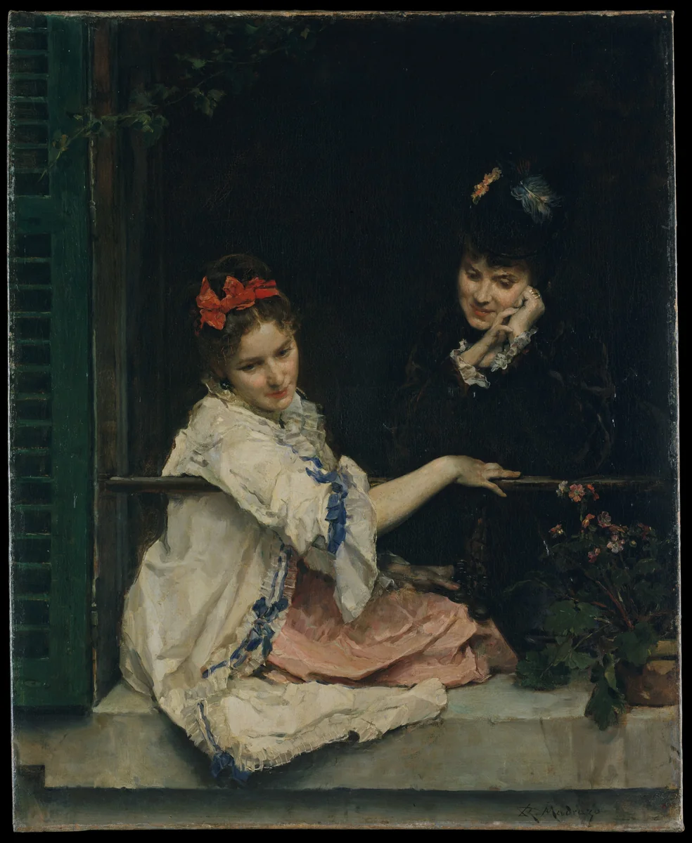 Girls at a Window by Raimundo de Madrazo y Garreta, painting, 1875