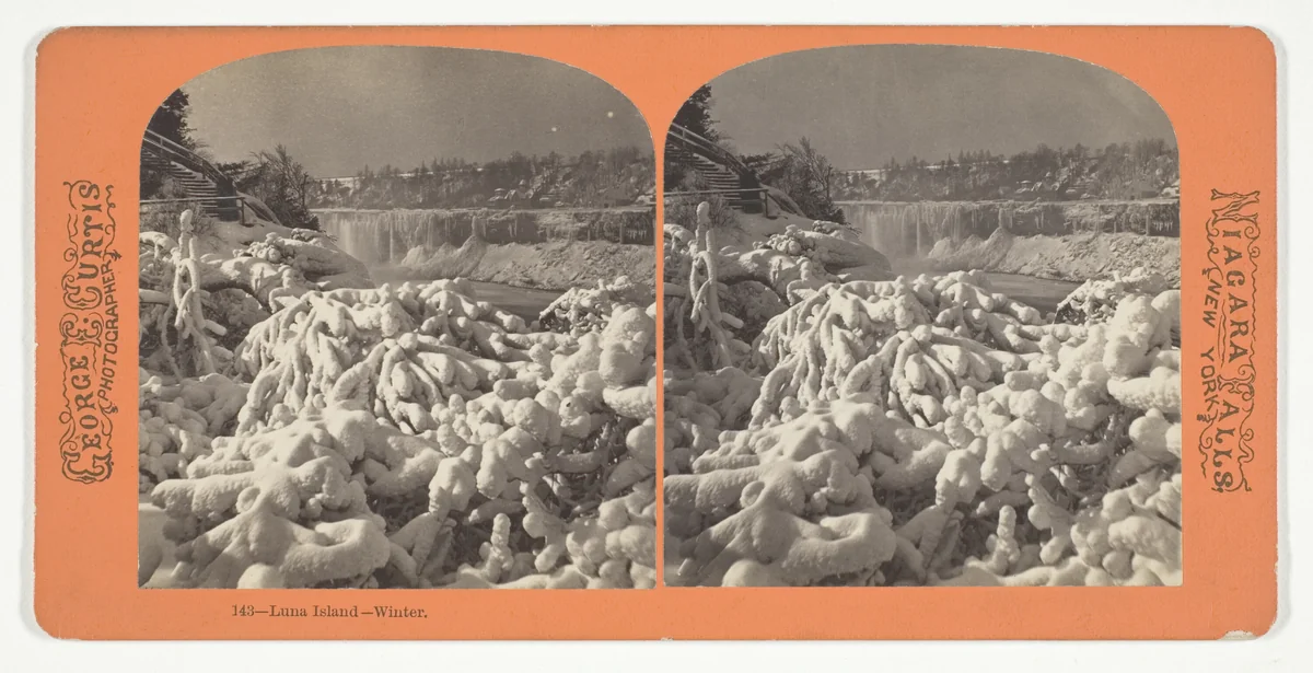 Luna Island - Winter, No. 143 from the series "Niagara Falls, New York" by George E. Curtis, photograph, 1860-1900