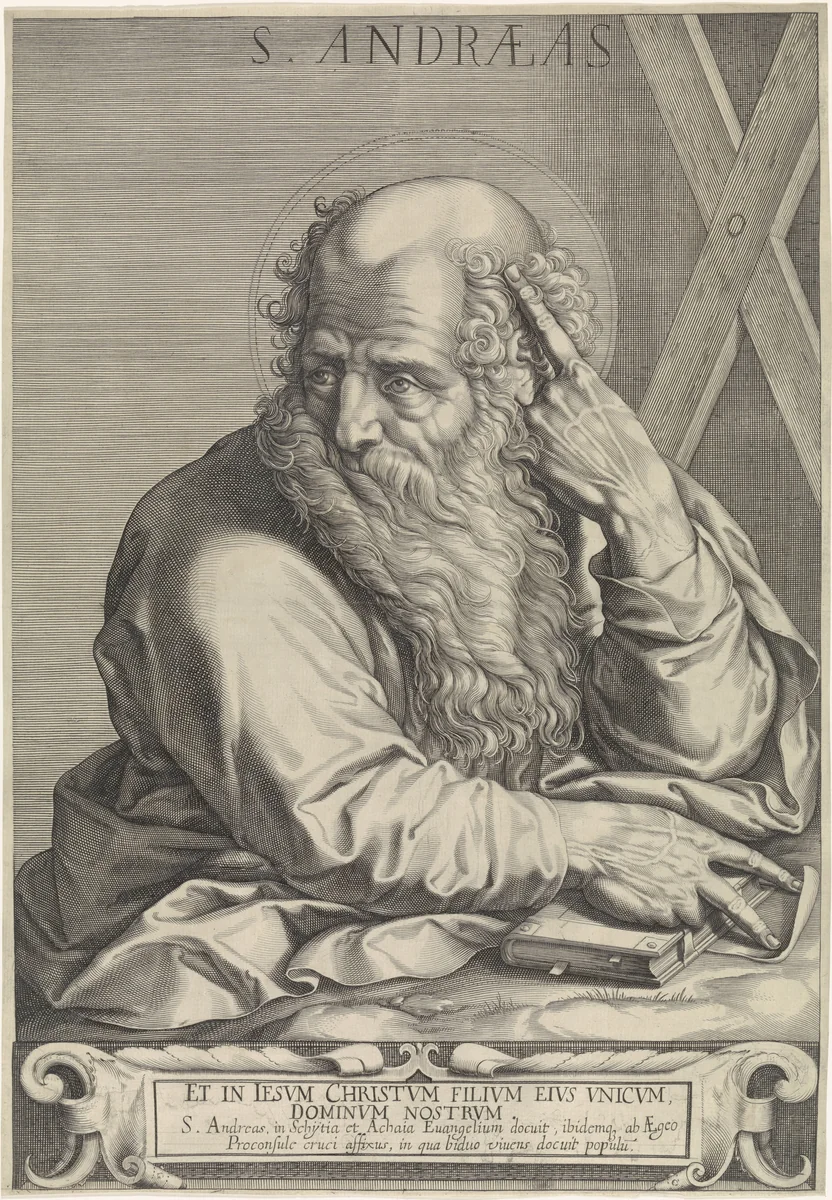 Apostel Andreas by Egbert van Panderen, print, 1590-1637