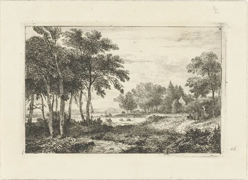 Landschap met ruiter by Pieter Casper Christ, print, 1860-1870