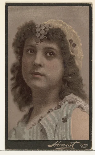 Actress wearing cloth headpiece embellished with silver coins, from Stars of the Stage, Third Series (N131) issued by Duke Sons & Co. to promote Honest Long Cut Tobacco by W. Duke, Sons & Co., print, 1891-1892