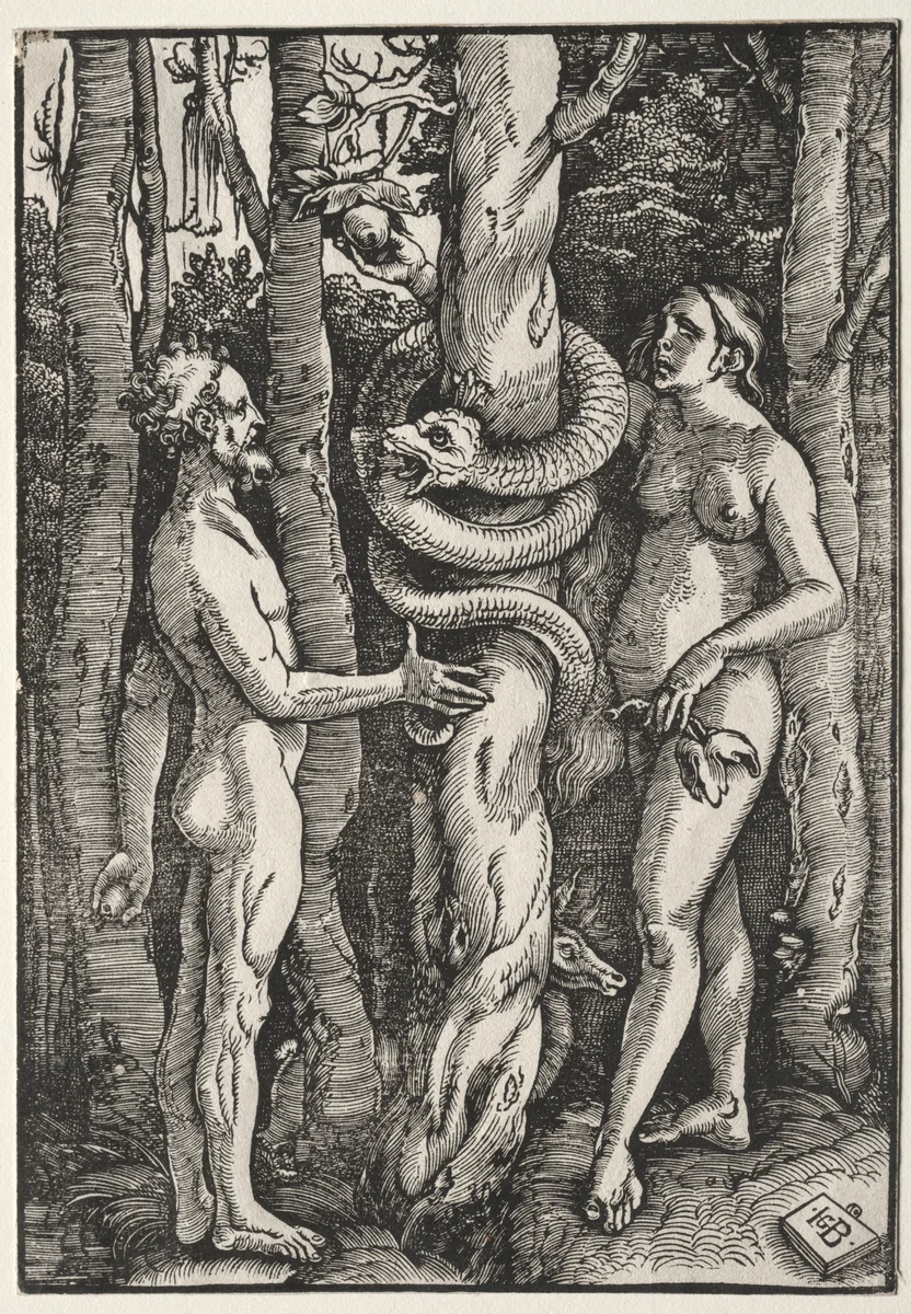 Adam and Eve by Hans Baldung, print, 1509-1519
