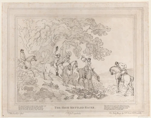 The Hunter (from The Life of a Racehorse, or The High-Mettled Racer) by Thomas Rowlandson, print, 1789