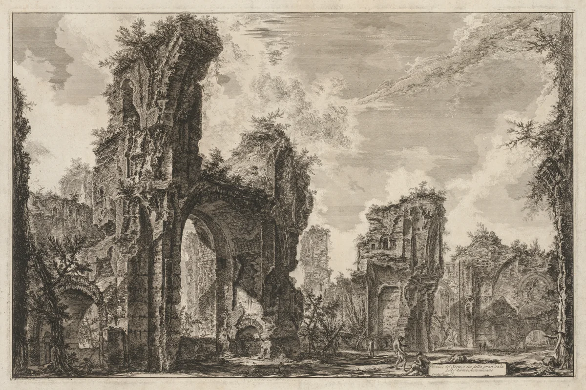 Views of Rome: Rovine del Sisto o sia della gran sala delle Terme Antoniniane by Giovanni Battista Piranesi, print, 1765