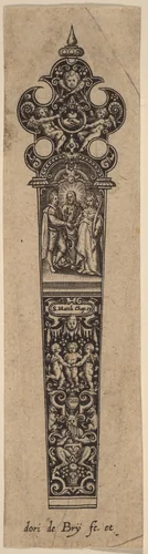Ornament for Knife Handle by Theodor de Bry, print, 1528-1598