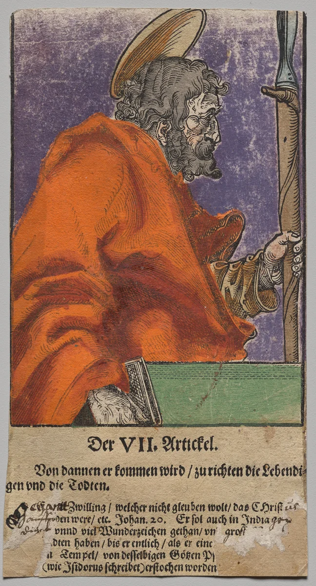 Thomas from Christ, the Apostles, and Saint Paul by Lucas Cranach, print, 1563-1564