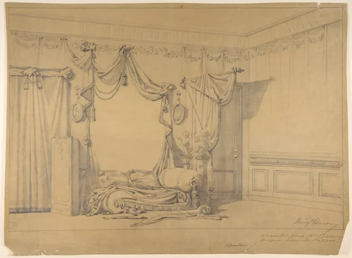 Design for a bedroom by Henri Perron, drawing, 1800-1899