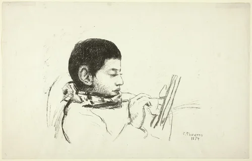 Portrait: Lucien Pissarro by Camille Pissarro, print, 1874