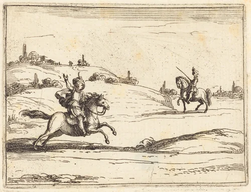 Two Knights by Jacques Callot, print, 1628