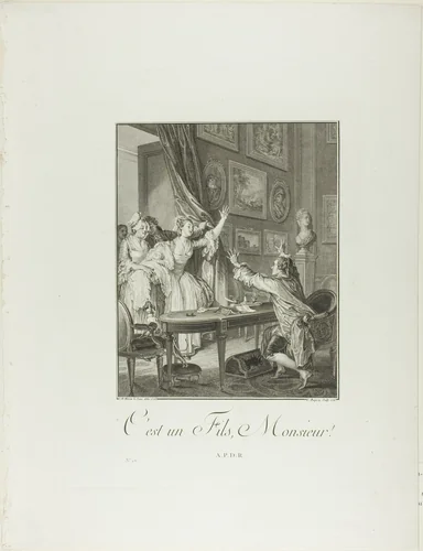 It's a Boy!, from Monument du Costume Physique et Moral de la fin du Dix-huitième siècle by Jean Charles Baquoy, print, 1776