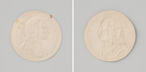 Vertrek van baron Van Imhoff, gouverneur van Nederlands Oost Indië 1742, afdruk voorzijde by Martinus Holtzhey, metalwork, 1742