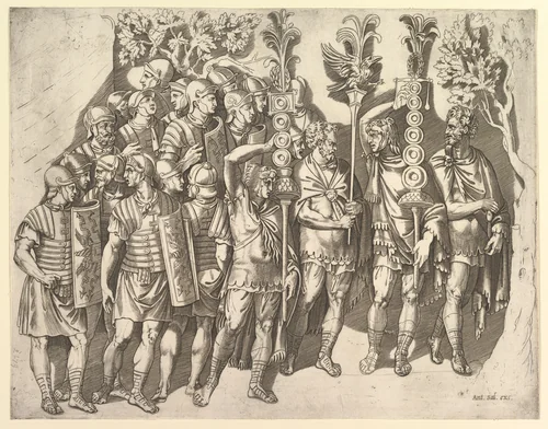 A Roman Legion (from Trajan's Column), from "Speculum Romanae Magnificentiae" by Marco Dente, print, 1515-1527