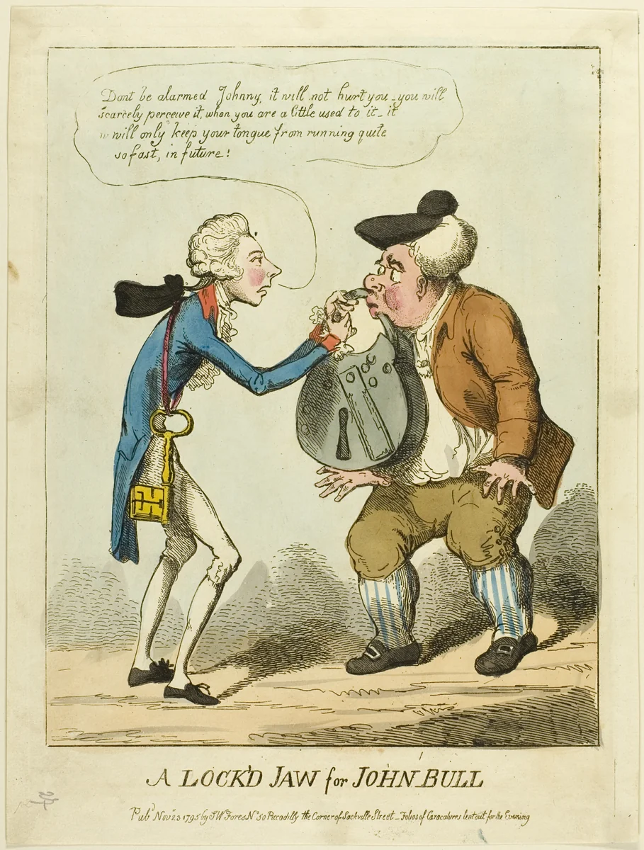 A Lock'd Jaw for John Bull by Unknown Artist, print, 1795
