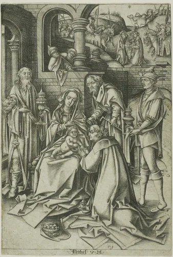 The Adoration of the Magi by Israhel van Meckenem, print, 1490-1500