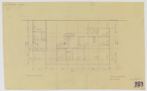 Tugendhat House, Brno, Czech Republic (Upper floor plan) by Ludwig Mies van der Rohe, mies van der rohe archive, 1928