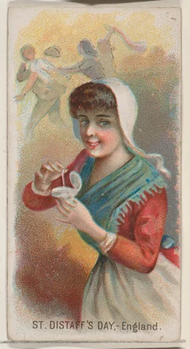 Saint Distaff's Day, England, from the Holidays series (N80) for Duke brand cigarettes by W. Duke, Sons & Co., print, 1890