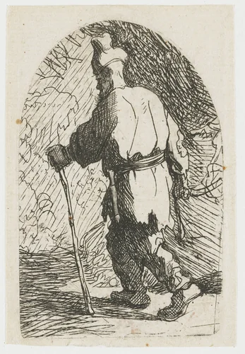 The flight into Egypt: a sketch: St Joseph by Rembrandt van Rijn, print, 1628