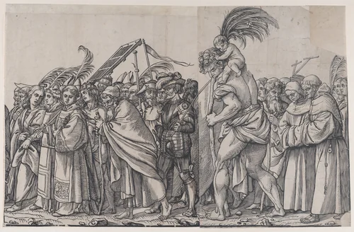 Section G: Martyrs Holding Palm Branches, from "The Triumph of Christ" by Andrea Andreani, print, 1836