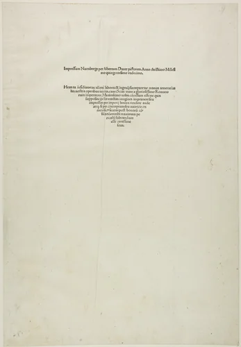 Colophon, from the Large Passion by Albrecht Dürer, print, 1511