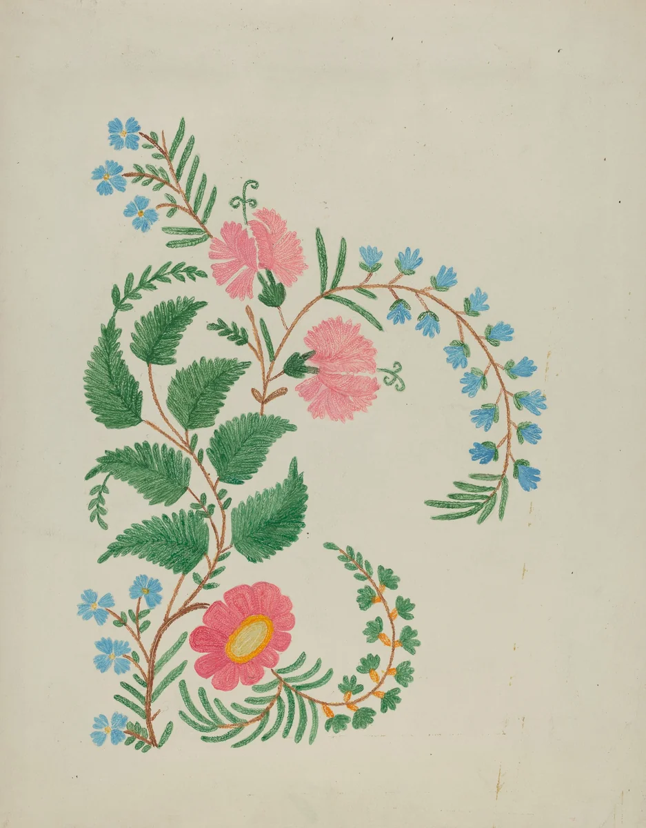 Embroidery by Ann Gene Buckley, index of american design, 1936