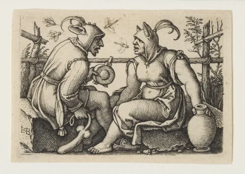 The Fool and the Foolish Woman by Sebald Beham, print, 1500-1550