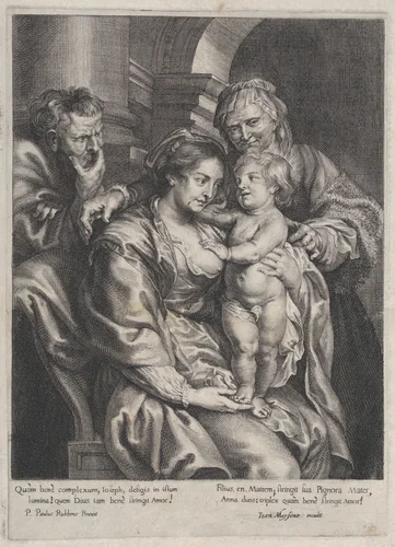 Holy Family with Saint Anne by Paulus Pontius, print, 1615-1670