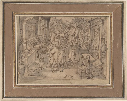 Vanitas by Jan van der Straet, drawing, 1540-1605