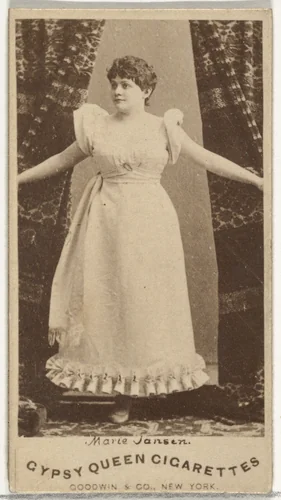 Marie Jansen, from the Actors and Actresses series (N171) for Gypsy Queen Cigarettes by Goodwin & Company, photograph, 1886-1890