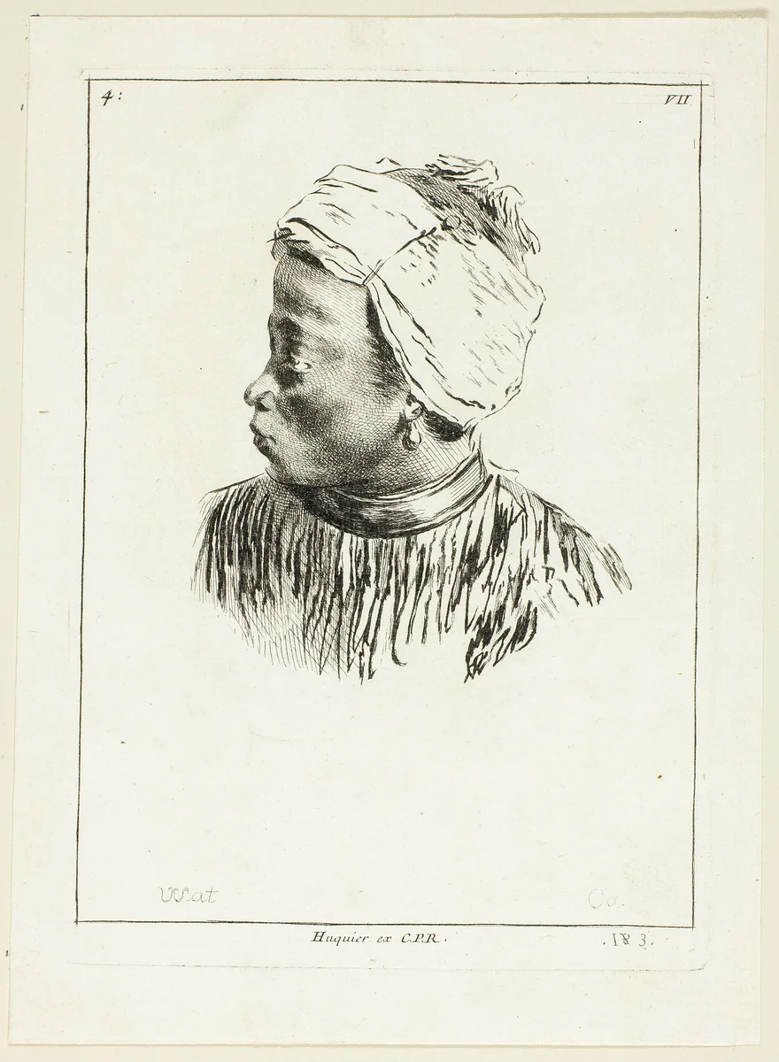 Head of a Black Man in Profile by Anne Claude Philippe Caylus, print, 1712-1765