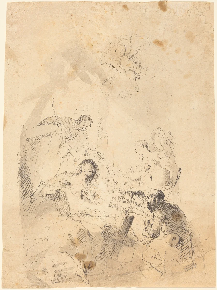 The Adoration of the Shepherds by Franz Anton Maulbertsch, drawing, 1724-1796