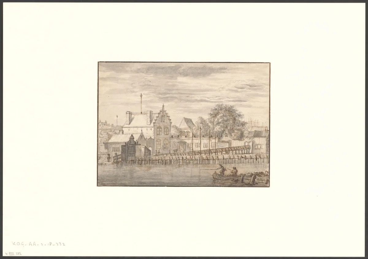 Gezicht op het Nieuwe Doolhof op de Rozengracht by anonymous, drawing, 1675-1775