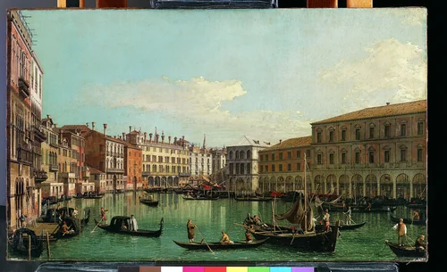 The Grand Canal, Venice, Looking South toward the Rialto Bridge by Canaletto, painting, 1730-1739
