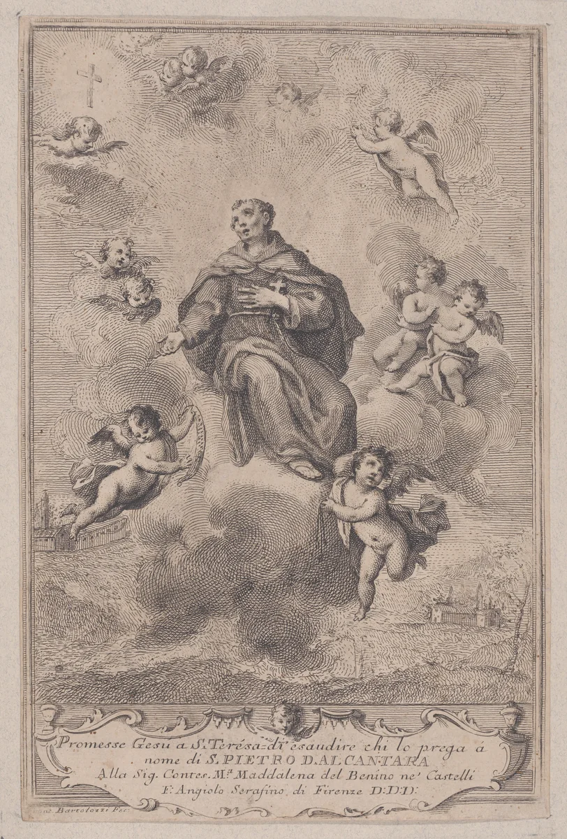 S. Pierre Regalda (S. Pietro d'Alcantara) by Francesco Bartolozzi, print, 1746