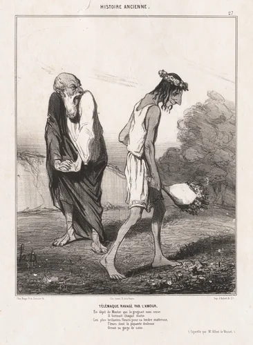 Telemachus Ravaged by Love by Honoré Daumier, print, 1842
