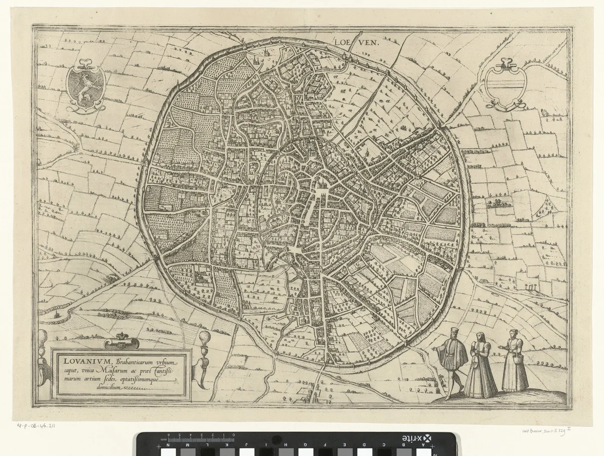 Plattegrond van Leuven by Frans Hogenberg, print, 1581