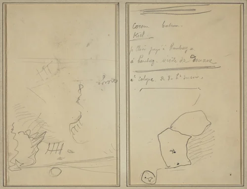 Head of a Monkey; Inventory of Bottles and Beverages [verso] by Paul Gauguin, drawing, 1884-1888