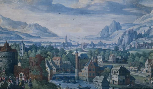 Landscape with the story of Jephthah's daughter by Unknown, painting, 1580-1589
