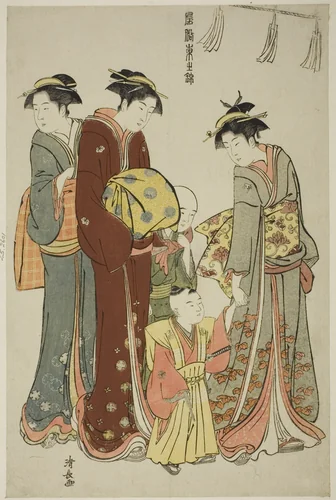 Young Boy Wearing Hakama for the First Time, from from the series "A Brocade of Eastern Manners (Fuzoku Azuma no nishiki)" by Torii Kiyonaga (鳥居清長), print, 1778-1789