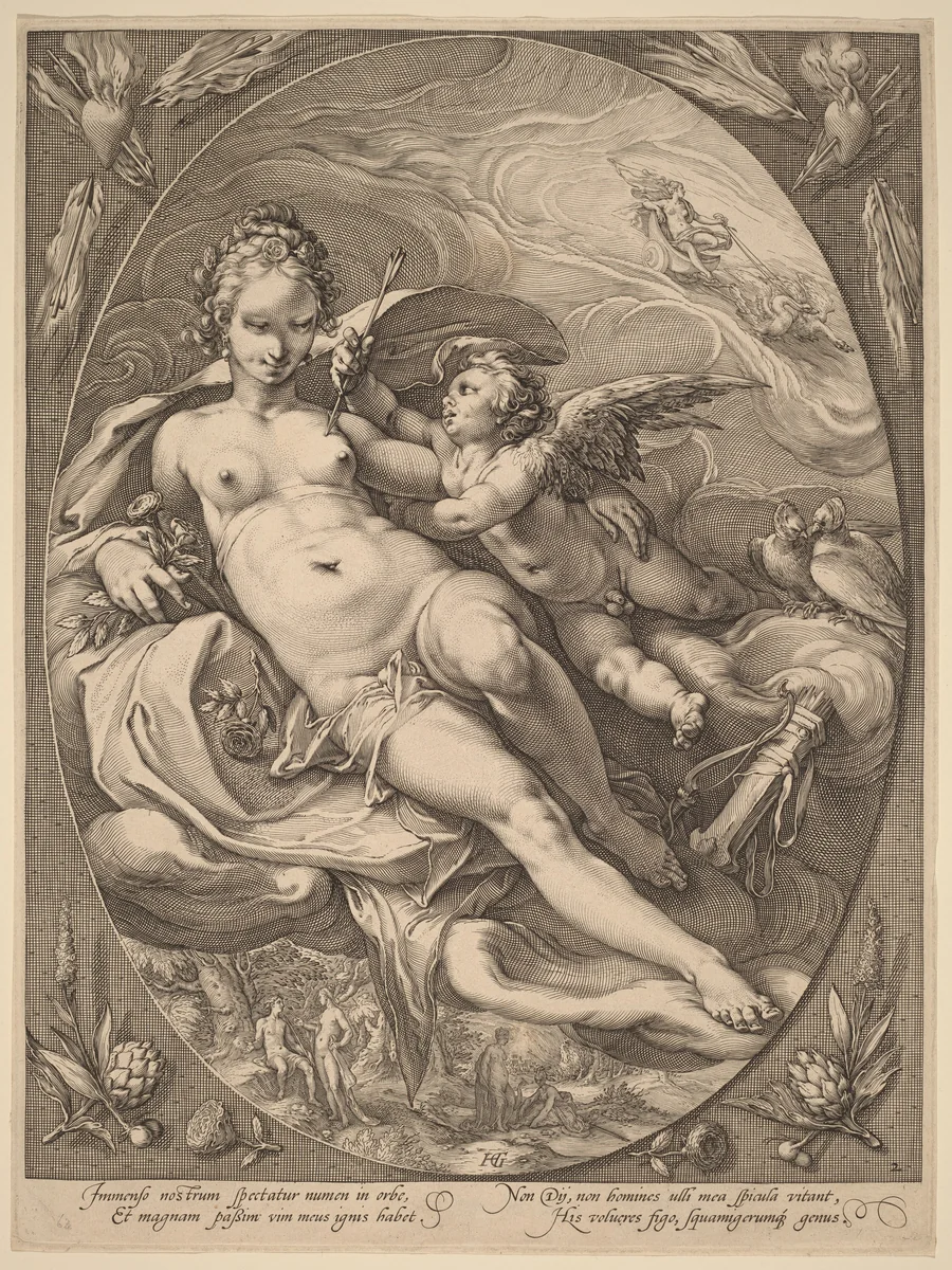 Venus and Cupid by Hendrick Goltzius, print, 1596