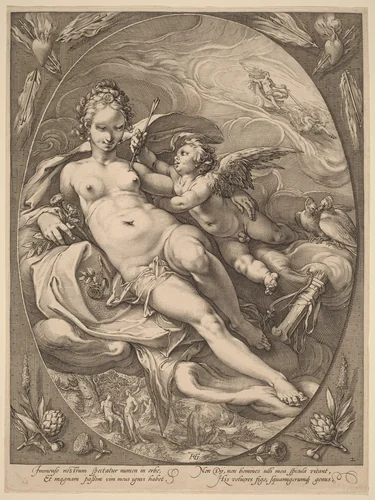 Venus and Cupid by Hendrick Goltzius, print, 1596