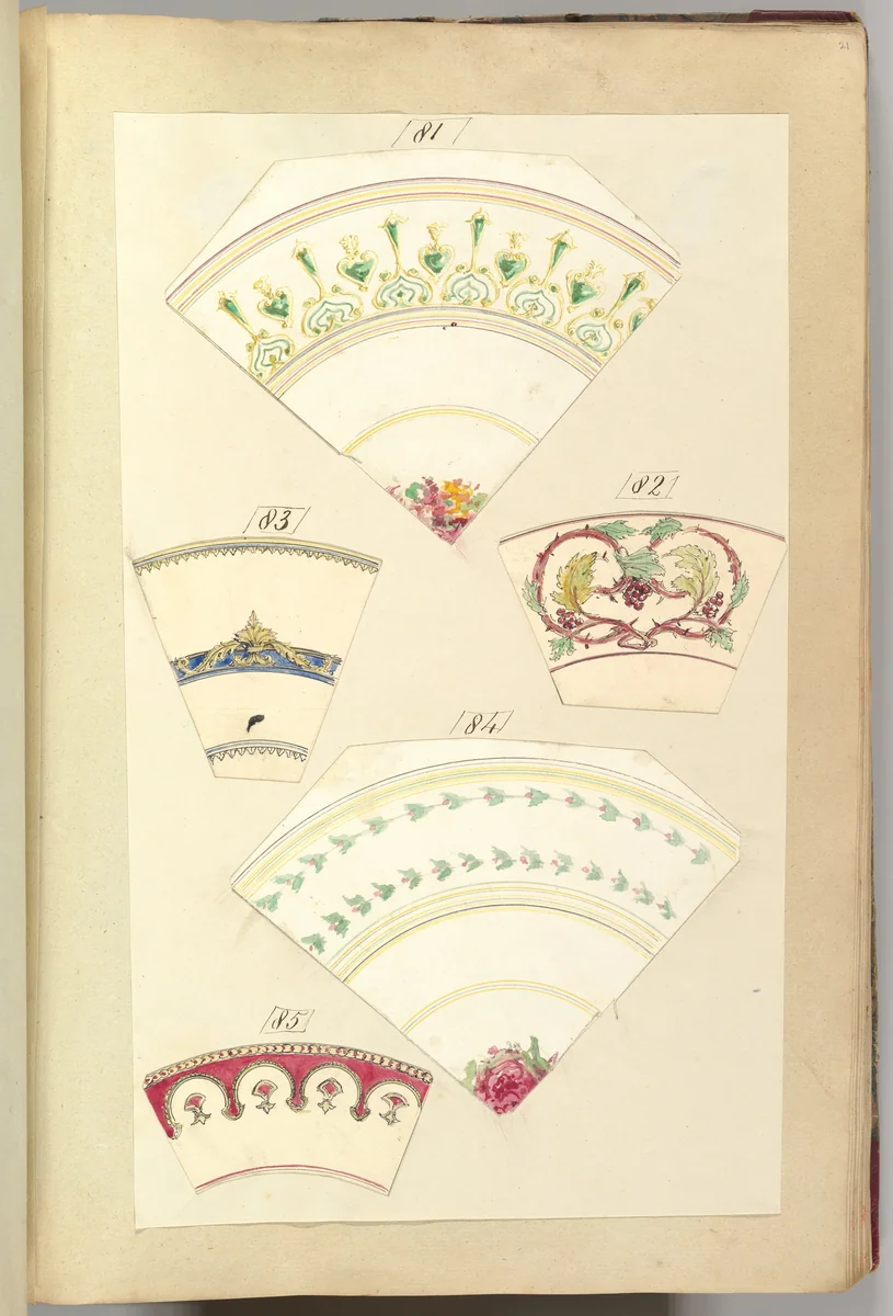 Five Designs for Decorated Plates by Alfred Forrester, drawing, 1845-1855