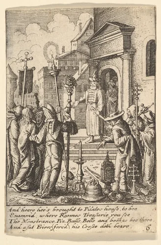 Jesus before Pilate by Wenceslaus Hollar, print, 1677-1700