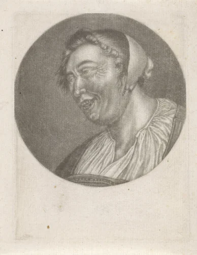 Kop van een lachende vrouw by anonymous, print, 1650-1800