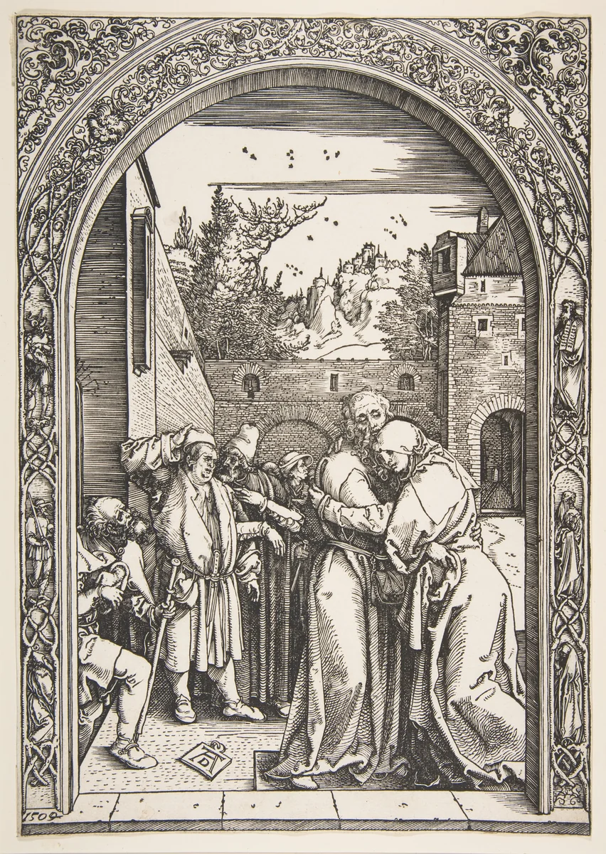 Joachim and Anna at the Golden Gate, from "The Life of the Virgin" by Albrecht Dürer, print, 1504