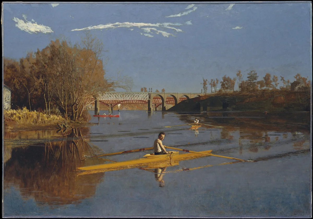 The Champion Single Sculls (Max Schmitt in a Single Scull) by Thomas Eakins, artwork, 1871