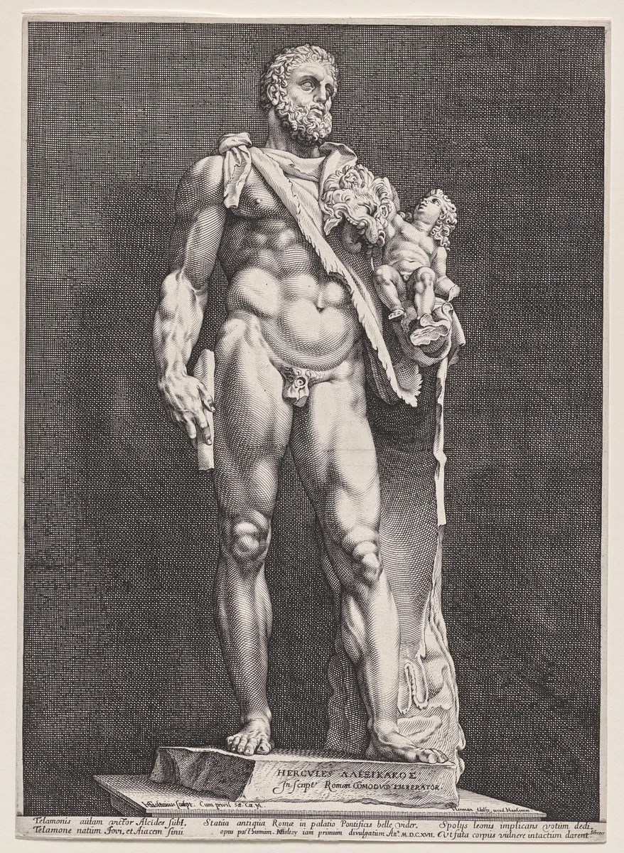 Hercules and Telephos by Hendrick Goltzius, print, 1592